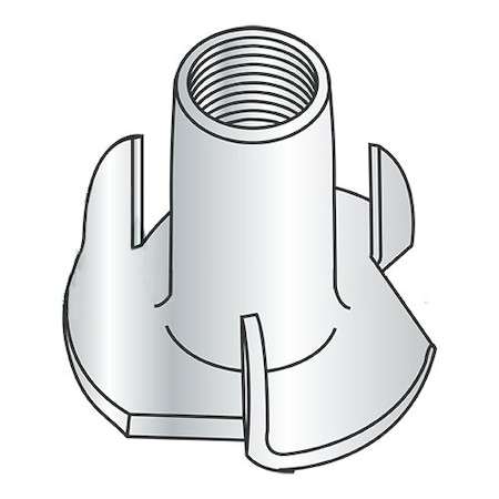 Newport Fasteners T-Nut, 3 Prongs, 1/4"-20, Steel, Zinc Plated, 7/16 in Barrel Ht, 5000 PK NB302060B-5000